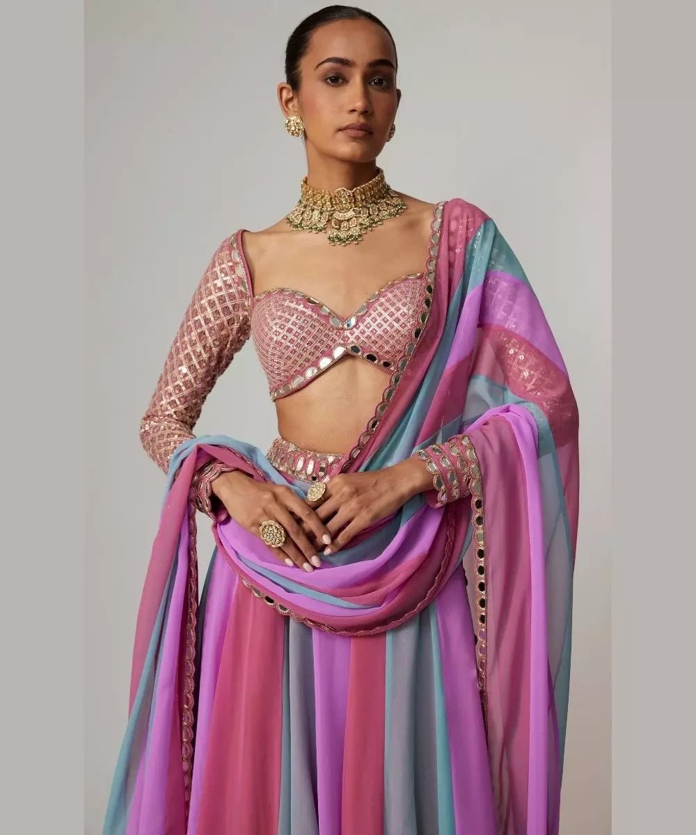 VVANI VATS - Mauve multicolor Lehenga Pants Set